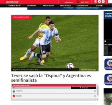 Medios argentinos destacan que Tevez "se sacó una Ospina"
