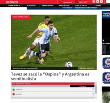 Medios argentinos destacan que Tevez "se sacó una Ospina"