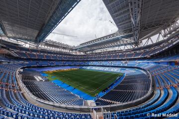 Las obras de remodelaci¨®n del estadio del Real Madrid siguen a buen ritmo y encaran la recta final para su estreno la pr¨®xima temporada.