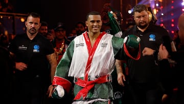 Boxing - David Benavidez v Anthony Yarde - WBC Light Heavyweight Championship - ANB Arena, Riyadh, Saudi Arabia - November 23, 2025 David Benavidez during his ring walk before his fight against Anthony Yarde REUTERS/Hamad I Mohammed