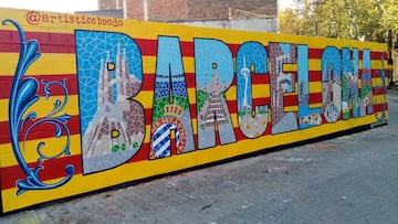 El mural que derriba muros en Barcelona es de trazo argentino