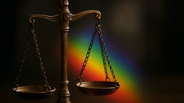 Scales and rainbow - artist's impression