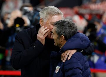 Carlo Ancelotti y Ernesto Valverde, entrenadores del Real Madrid y Athletic Club respectivamente.