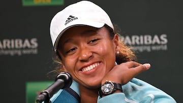 La tenista asi&aacute;tica Naomi Osaka sonriendo durante una rueda de prensa en Indian Wells en marzo de 2019.