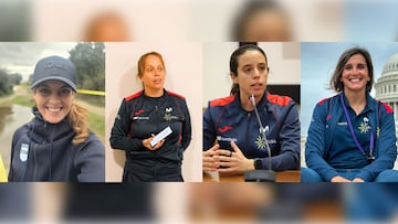 La presidenta del CTA de la RFEC María González; la seleccionadora española de ciclismo femenino Gema Pascual; la seleccionadora española de ciclismo paralímpico Begoña Luis; y la seleccionadora española de BTT Anna Villar.