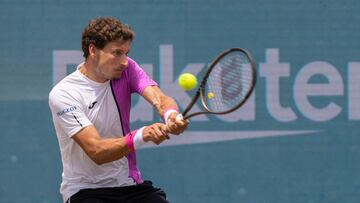 CALVIÁ (MALLORCA), 22/06/2022.- El tenista español Pablo Carreño se enfrenta este miércoles al suizo Antoine Bellier durante en el torneo ATP 250 Mallorca Championships que se disputa hasta el 25 de junio en Santa Ponça. Bellier ha vencido a Carreño 3-6 y 4-6. EFE/ Cati Cladera
