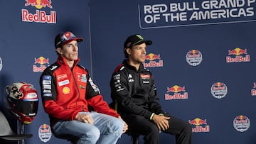 Márquez y Morbidelli en la rueda de prensa del pasado jueves en Austin.