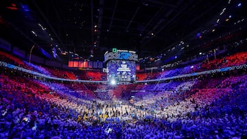 La cancha de Oklahoma City durante el quinto partido de las Finales 2025 que enfrentaron a Thunder y Pacers.