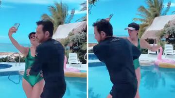 Eugenio Derbez se une ‘trend’ de TikTok y avienta a Alessandra Rosaldo a alberca