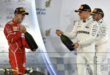 Vettel, Bottas y Hamilton. 