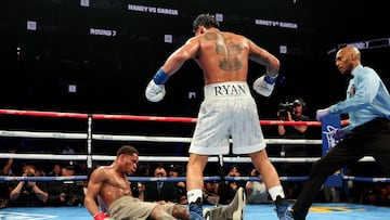 Garcia knocked current champion Haney down three times in a majority decision victory at Barclays Center in Brooklyn, New York.