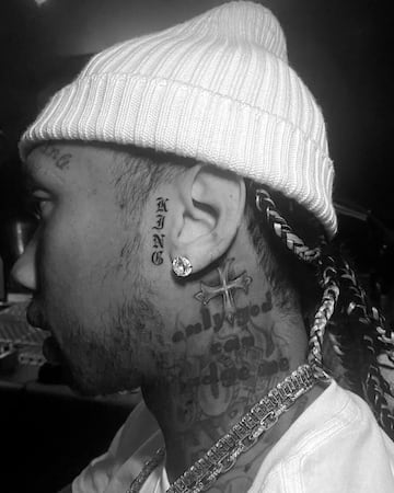 Tatuaje en el cuello de Tyga,  rapero estadounidense nacido en Compton.