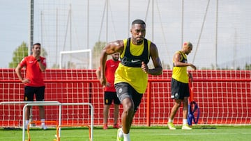 Daniel Sturridge durante un entrenamiento con el Mallorca.