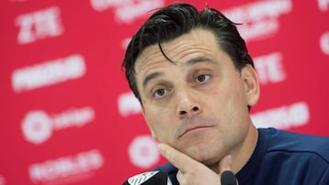 GRAF6137. SEVILLA, 06/02/2018.- El entrenador del Sevilla, el italiano Vincenzo Montella, aseguró hoy en rueda de prensa que la vuelta de las semifinales de la Copa del Rey, que disputarán el miércoles ante el Leganés en el est