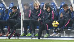 Messi, Piqu&eacute;, Rakitic y Alves, los principales suplentes la pasada temporada en el Real Sociedad-Barcelona en Anoeta. 