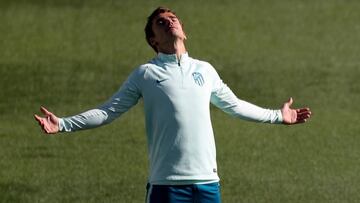 Griezmann, en el entrenamiento del Atl&eacute;tico de Madrid previo a la Champions.