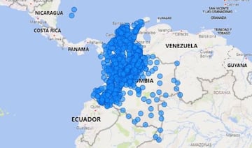 Mapa del coronavirus en Colombia.