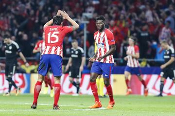 Thomas celebrating with Savic.