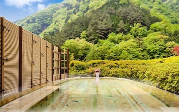 Las montañas de Hayakawa, en la Prefectura de Yamanashi, rodean todo el complejo.