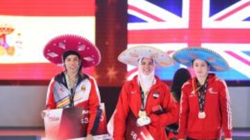 La egipcia Hedaya Malak, oro, la española Eva Calvo, plata, y la británica Jade Jones, bronce.