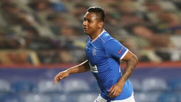 Alfredo Morelos en un partido del Rangers en la Europa League