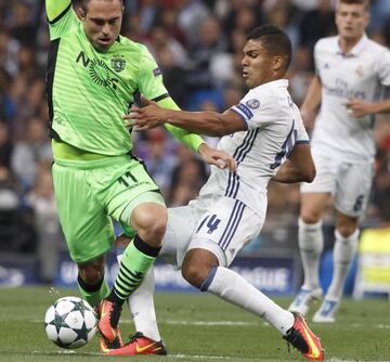 Casemiro gets stuck in against Sporting Lisbon