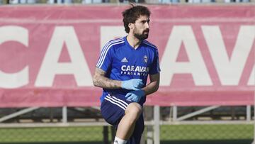 Eguaras, durante el regreso del Zaragoza a los entrenamientos el pasado 8 de mayo.