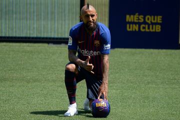 Presentación del jugador chileno, Arturo Vidal, como nuevo jugador del Fútbol Club Barcelona.

