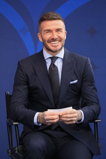Beckham no pudo ocultar su alegría por el homenaje que recibió este sábado, y que lo pone en un sitio privilegiado en la historia del club