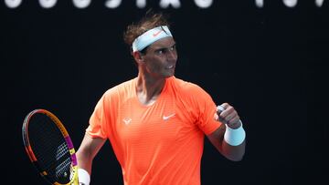 Rafa Nadal celebra su triunfo ante Fognini.