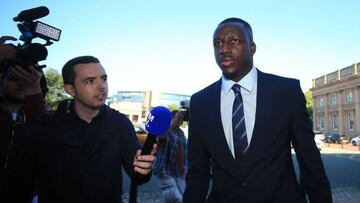 Manchester City and France footballer Benjamin Mendy (R) arrives to Chester Crown Court in northwest England on August 10, 2022 at the start of his trial for the alleged rape and assault of seven women. - Mendy, 28, who faces eight counts of rape, one count of sexual assault and one count of attempted rape, relating to seven young women, could see his playing career end in jail if convicted. (Photo by Lindsey Parnaby / AFP) (Photo by LINDSEY PARNABY/AFP via Getty Images)