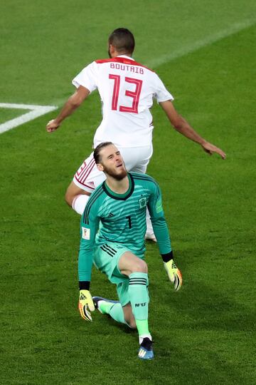 0-1. De Gea selamenta tras el primer gol de Khalid Boutaib.