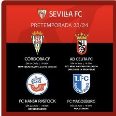 Córdoba, Ceuta, Hansa Rostock y Magdeburg, rivales del Sevilla