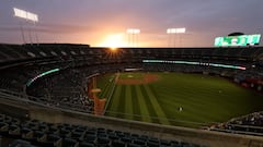 OAKLAND, CALIFORNIA - MARCH 28: A general view of the Oakland Athletics playing against the Cleveland Guardians in the second inning at Oakland Coliseum on March 28, 2024 in Oakland, California.   Ezra Shaw/Getty Images/AFP (Photo by EZRA SHAW / GETTY IMAGES NORTH AMERICA / Getty Images via AFP)