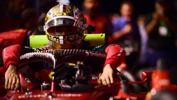 Leclerc, en el Ferrari en Singapur.