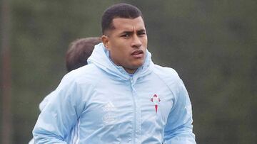 Jeison Murillo durante un entrenamiento con el Celta de Vigo.