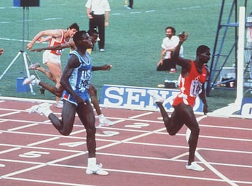 Medalla de oro en la carrera de los 100 metros. Ben Johnson ganó la prueba y posteriormente fue descalificado por doping.