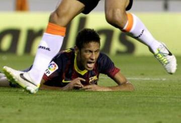 Tercera jornada de la Liga Bbva. Valencia - Barcelona. Neymar.