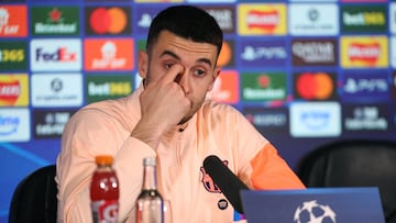 Soccer Football - UEFA Champions League - FC Barcelona Press Conference - St James' Park, Newcastle, Britain - March 9, 2026 FC Barcelona's Joan Garcia during the press conference Action Images via Reuters/Craig Brough