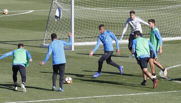 Mucha intensidad durante el entrenamiento de Boca. 