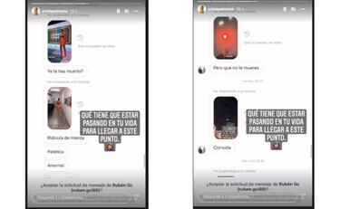 Cristina Pedroche muestra los insultos de un 'hater' a trav¨¦s de Instagram: "Pat¨¦tica y cornuda"