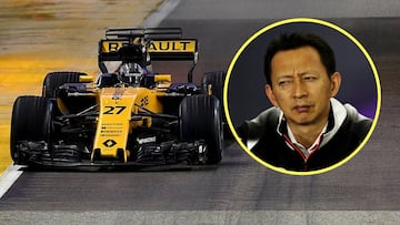 Hulkenberg con el Renault y Yusuke Hasegawa de Honda.