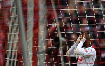 Anthony Modeste celebrates during the German first division Bundesliga football match of 1.FC Cologne vs Hertha BSC Berlin in Cologne