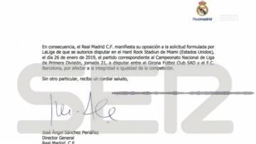 La carta del Real Madrid desmontando la versión de Tebas