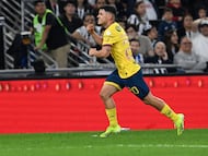 Richard Sanchez celebrates his goal 0-1 of America during the final second-leg match between Monterrey and America as part of the Torneo Apertura 2024 Liga MX at BBVA Bancomer Stadium, on December 15, 2024 in Monterrey, Nuevo Leon, Mexico.
