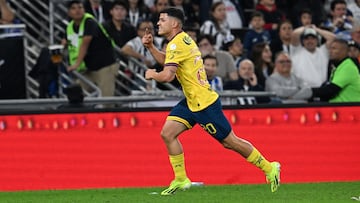 Richard Sanchez celebrates his goal 0-1 of America during the final second-leg match between Monterrey and America as part of the Torneo Apertura 2024 Liga MX at BBVA Bancomer Stadium, on December 15, 2024 in Monterrey, Nuevo Leon, Mexico.
