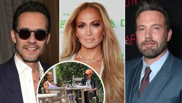 Collage de Marc Anthony, Jennifer Lopez y Ben Affleck.