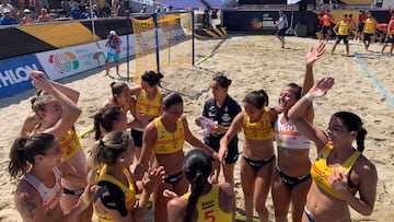 Cara y cruz para el balonmano playa espa?ol en el Europeo
