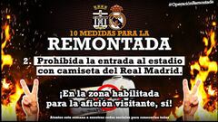 El cartel del Cartagena prohibiendo camisetas del Real Madrid.