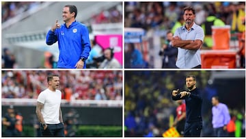 Los cuatro directores técnicos de los equipos grandes del futbol mexicano.